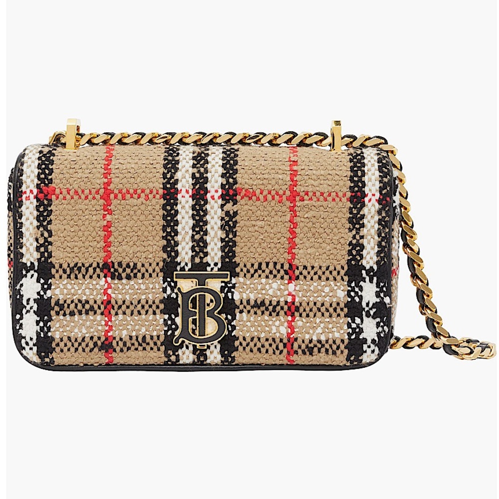 NEW🔥BURBERRY Mini Lola Woven Check Bag - Picture 3 of 16